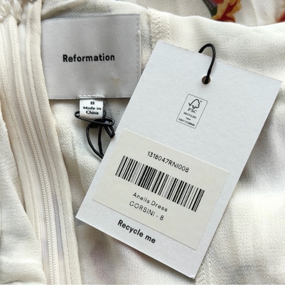 Reformation Anelis Boat Neck Drop Waist Floral Sleeveless Cocktail Midi Dress - Picture 15 of 16